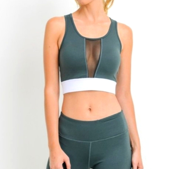 SET OF TWO WORK HARD PLAY HARD Sports Bras Dark Violet and Green - Picture 6 of 10